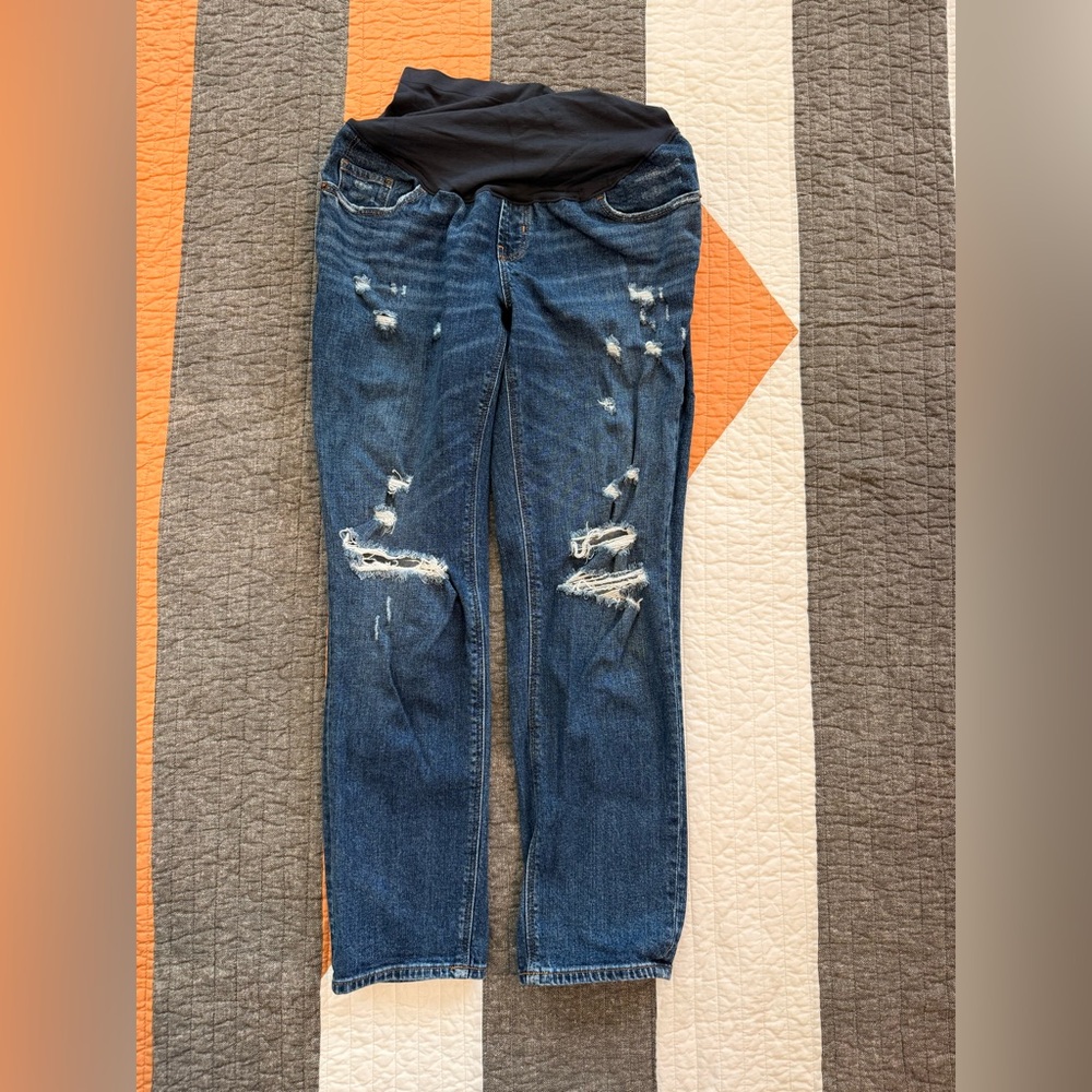 Full panel distressed maternity jeans sz 8 long